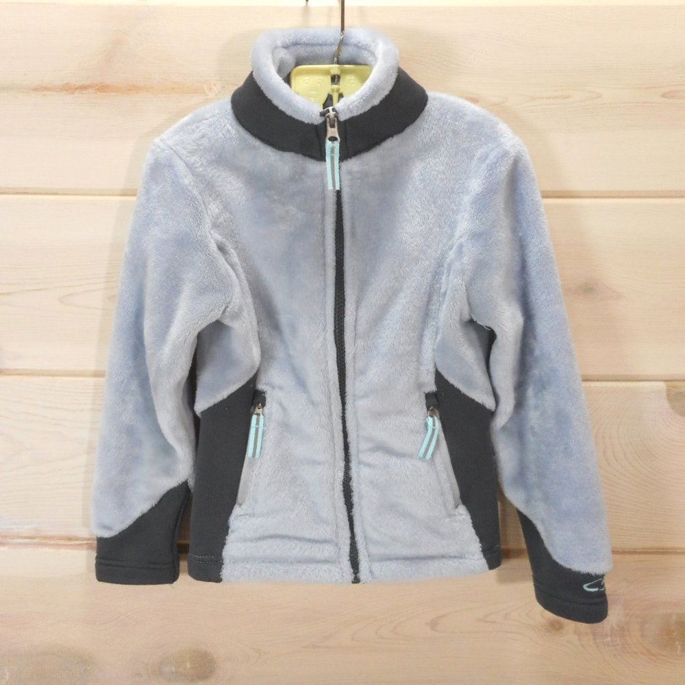Champion C9 Girls XS 4-5 Fleece Jacket Gray Silver Lightweight Warmth Fuzzy